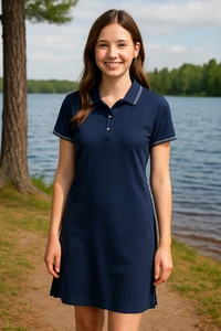 C&B Sport Croft & Barrow Polo Shirt Dress Women’s Small Navy Blue Cotton Casual - Picture 1 of 6