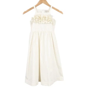 J.Crew Crewcuts Collection Floral Applique Midi Dress Sateen Cotton Ivory 7 NWT - Picture 1 of 7
