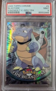 2000 Pokemon TV Topps Chrome SPECTRA Blastoise Holo #9 PSA 9 - Picture 1 of 2