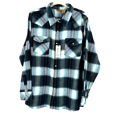 Camisa de franela a presión Wrangler Western Pearl para mujer XXL verde azulado Yellowstone Landman NUEVA Foto 1 de 4