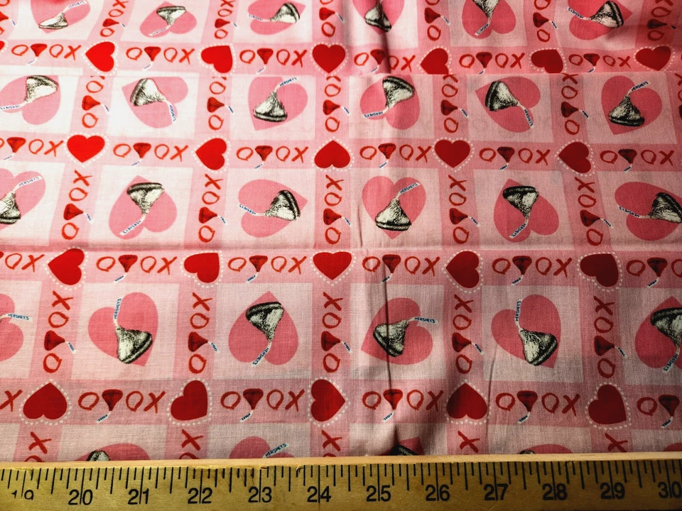 Hersheys Kisses Candy Pink Cotton Sewing Fabric 44 Inches Vintage NEW - Image 1 of 1