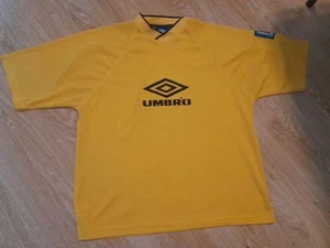MAGLIA SHIRT VINTAGE UMBRO OFFICIAL UFFICIALE TRAFORATA. YELLOW GIALLA. SIZE XL - Foto 1 di 8