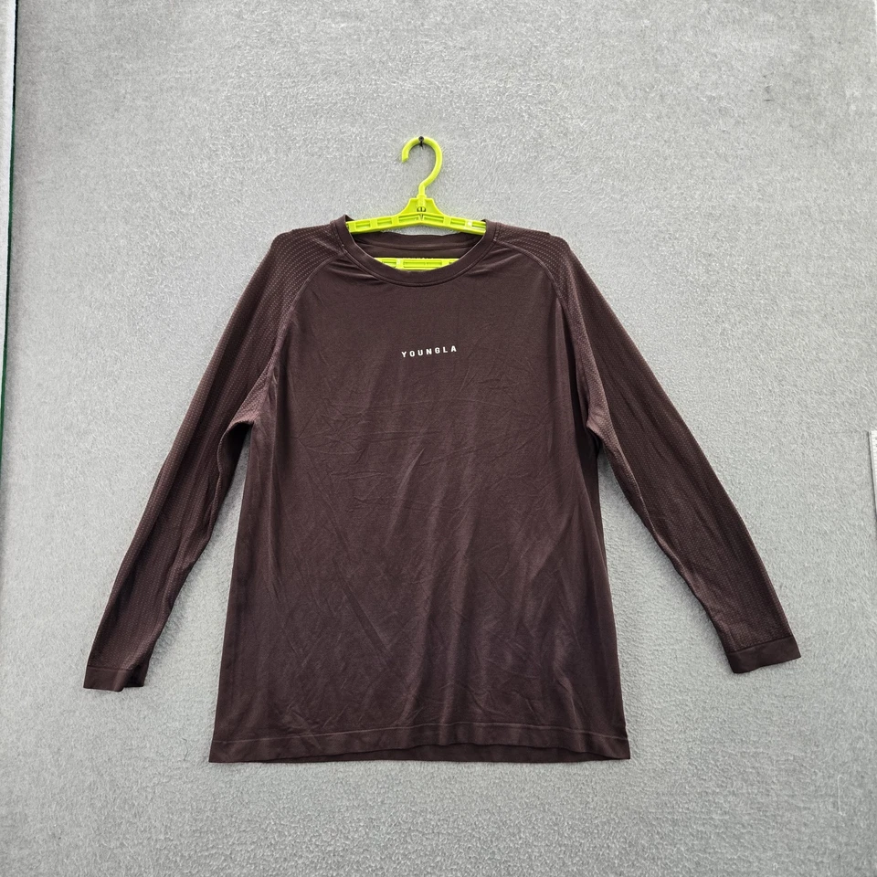 Camisa Youngla Hombre L Marrón 823 Ropa Activa Logo Manga Larga Foto 1 de 4