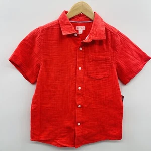 Cat & Jack Youth Boys Size Medium 8 Short Sleeve Gauze Woven Shirt in Red 2232 - Picture 1 of 7