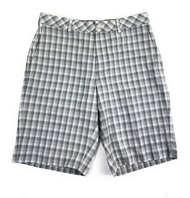 Pantalones Cortos de Golf Walter Hagen Para Hombre 11 Majors Frente Plano 10" Gris Entrepierna Cuadros 32 Foto 1 de 4