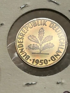 Coin Frg 5 Pfennig 1950 J IN Proof, EXTREMELY RARE - Picture 1 of 4