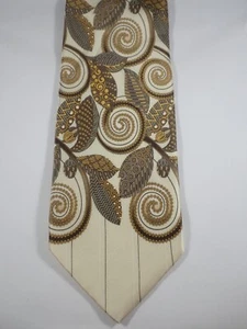 GIANFRANCO FERRE JUNGLE LEAVES PATTERN w/ SWIRLS 100% ITALIAN SILK NECK TIE - Picture 1 of 10