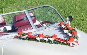 Autoschmuck Autogesteck Hochzeit Brautauto Autogirlande rot weiß AU0026 - Bild 1 von 3