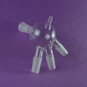 Lab Glass Distillation Receiver Cow Shpae 24/40 with vacuum hose - Picture 1 of 1