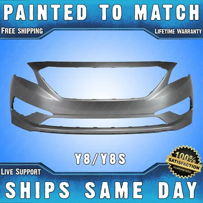 NEW Painted Y8S Symphony Silver Front Bumper Cover for 2015-2017 Hyundai Sonata Foto 1 de 4