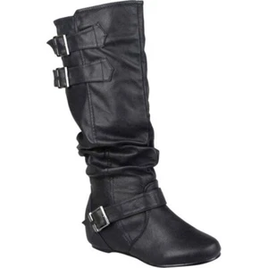 Journee Collection Tiffany Boots Women's 11 Black Faux Leather Knee-High JOBB176 - Picture 1 of 10