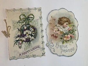 Vintage Die Cut Embossed Easter Cards Floral - Picture 1 of 8