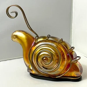 Vintage schwere Bernstein Karneval Glas Schnecke So Retro - Bild 1 von 7
