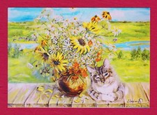 Summer Vacation of a Cat Artist Loginova Annet Postcard Modern 