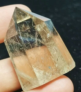 RAR! Natürliches klares goldenes Haar Rutilquarz Kristall Love Point Exemplar - Bild 1 von 6