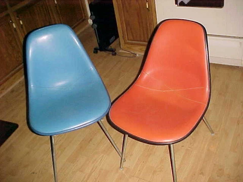 MCM CHAIRS  -  HERMAN MILLER PADDED SHELL CHAIRS  -  RED and BLUE Cover