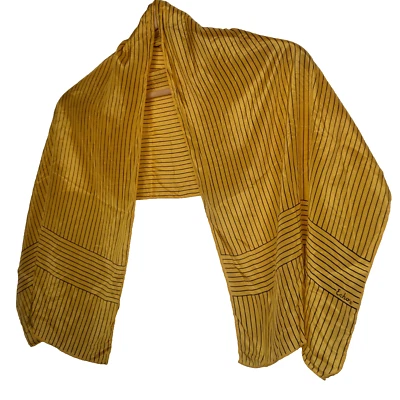 Cachecol de seda Echo retangular ouro amarelo listra preta vintage gola retrô 14x45,5" - Imagem 1 de 4