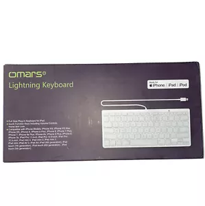 Omars MFI Cert iPad Plug-n-Go Wired Lightening Keyboard iPhone iPad iPod BNIB - Picture 1 of 7