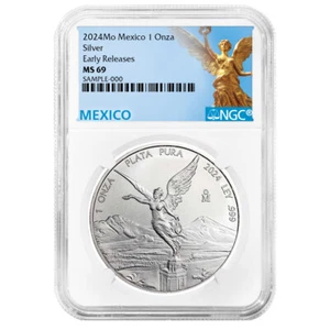 2024 Silver Mexican Libertad Onza 1 oz NGC MS69 ER Mexico Label - Picture 1 of 2
