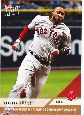 Eduaro Nunez Red Sox 1st Inside the Park HR on Opening Day 3-29-2018 Topps NOW 4 - Image 1 of 2