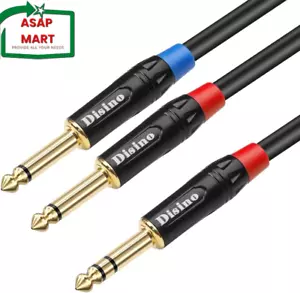 Disino 1/4 Inch TRS Stereo Y-Splitter Insert Cable, 1/4 Inch Male Jack to Dual 1 - Picture 1 of 12
