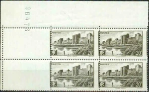 FRANCIA -1941-AIGUES-MORTES, BLOQUE ESQUINA UL, VERTICAL PERF. SHIFT - VF** - Imagen 1 de 1