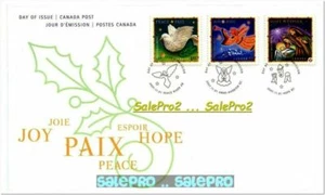 CANADA 2007 JOY HOPE PEACE FV FACE $3.40 MNH FIRST DAY COVER RARE SET STAMP FDC - Bild 1 von 2