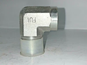 FUI, HYDRAULIC MALE TO FEMALE, 90° ELBOW, 1/2" FNPT X 3/4" MNPT, STEEL - Picture 1 of 4