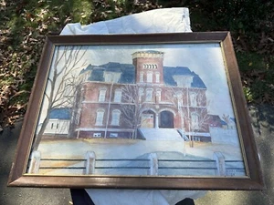 1984 Framed Watercolor Painting Weir Grammar School Taunton MA William Mazzoleni - Picture 1 of 8