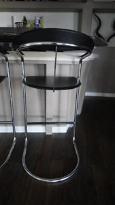 Three Canasta by Arrben orrrr Thonet or smth Black Leather and metal barstools - Picture 1 of 9