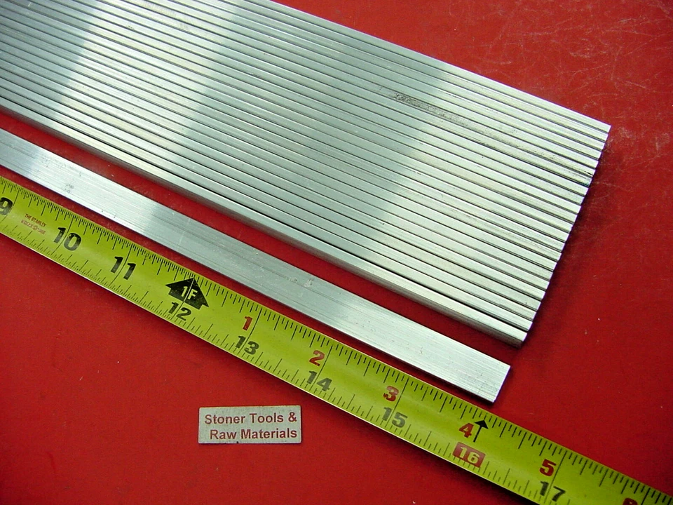 24 Piezas 1/8" X 1/2" ALUMINIO 6061 BARRA PLANA 16" Largo T6511 Molino Extruido Stock Foto 1 de 1