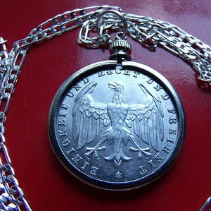 1923 GERMAN EAGLE 500 MARK Coin Pendant on a 20" .925 Sterling Silver Chain  - Picture 1 of 4