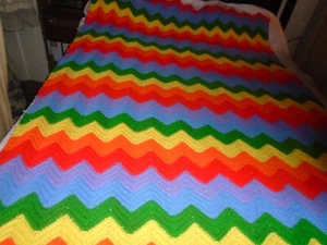  "Manta Granny Afghan Chevron tejida a mano multi 48"" X 72""" - Imagen 1 de 9