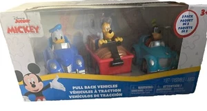 Disney Junior Mickey Pull Back Vehicles - Donald Duck-Pluto-Goofy- 3 Pack - NEW! - Picture 1 of 5