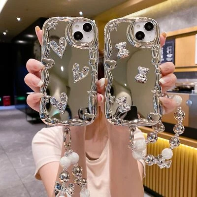 Cute Love Mirror Phone Case For iPhone 16 Pro Max 15 14 11 12 13 XS XR 7 8 Cover - Image 1 of 4