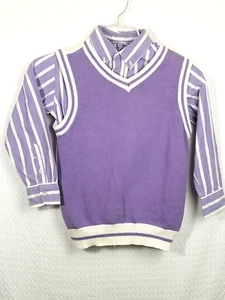 The Children' s Place Boy 's Lavender Stripped Shirt with Matching Vest Size 5/6 - Picture 1 of 5