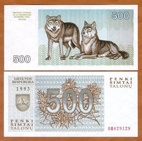 Lithuania, 500 Talonas 1993, P-46, EX-USSR, UNC Wolves Cover