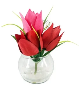 Martha Stewart Artificial Red Tulip Place Card Holders Set of 4 - Picture 1 of 1