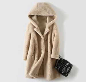 Damenmode Winter Kapuze Langarm locker warm Faux Lammwolle Pelzmäntel Parka - Bild 1 von 14