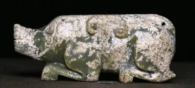 Colgante Amuleto Estatua Animal Cerdo Talla Jade Natural 6CM Antigua Dinastía China Foto 1 de 4