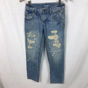 Max Azria Damen Distressed Cropped Jeans 100% Baumwolle helle Waschung Freizeit Gr. 25 - Bild 1 von 6