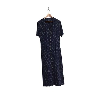 The J Peterman Company Vintage Größe 10 Seide blau weiß gepunktet Hemdkleid - Bild 1 von 9
