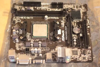 ASRock FM2A58M-DG3+ Socket FM2  Motherboard + A6-5400 CPU Working VGA DVI - Image 1 of 4