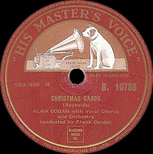 ALMA COGAN 78 TARJETAS DE NAVIDAD/I CAN'T TELL A VALTZ FROM A TANGO HMV B10786 E - Imagen 1 de 1