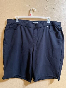 CATHERINES KNIT JEANS BERMUDA SHORTS SZ 2X (22-24W) BLACK STRETCH PULL ON - Picture 1 of 3