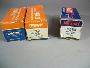 Lot of 3 Capacitors 330V (1)Mallory PSU2730 (2)Sprague AB-3202 - NEW - Picture 1 of 5