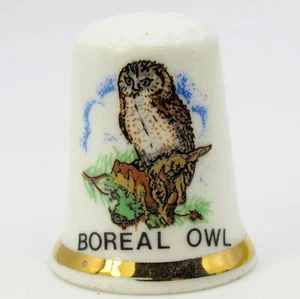 SAMMLERSTÜCK FEINER KNOCHEN PORINA-FINGERHUT ""BOREALE EULE"" VON FINBURY - Bild 1 von 4