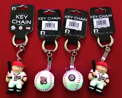 FOUR (4) WASHINGTON NATIONALS PLASTIC, BASEBALL KEY CHAINS FROM RICO INDUSTRIES - Image 1 of 3