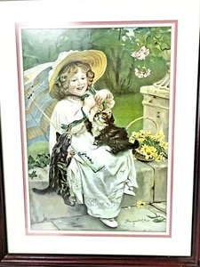 Stampa da parete incorniciata gattini giocosi Arthur John Elsley 1890 vittoriani 22 x 29 - Foto 1 di 9