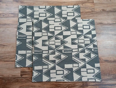 2 West Elm Throw Pillow Covers Abstract Geo Beige Gray 20" x 20" Cotton Canvas - Image 1 of 4